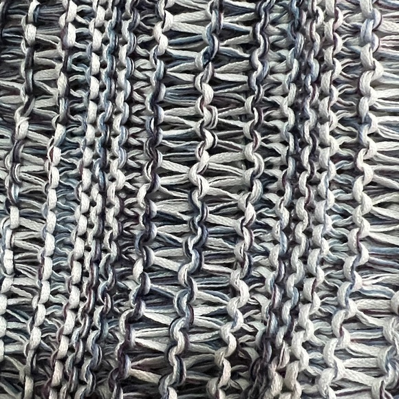 MarlaWynne Sweater Oversized Loose Knit Crochet V-Neck Coastal Ombre Variegated - Picture 13 of 13